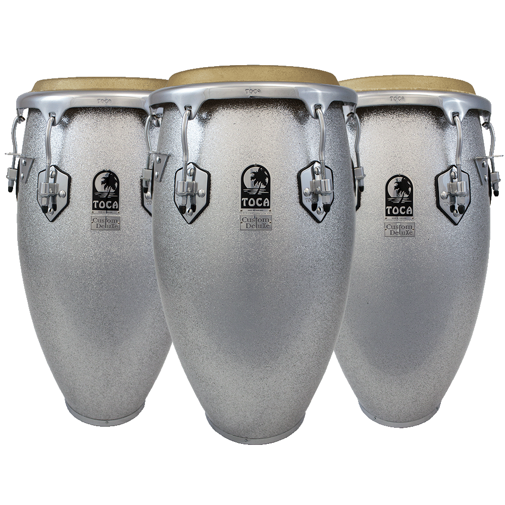 Custom Deluxe Fiberglass Congas - Silver Sparkle – TOCA Percussion