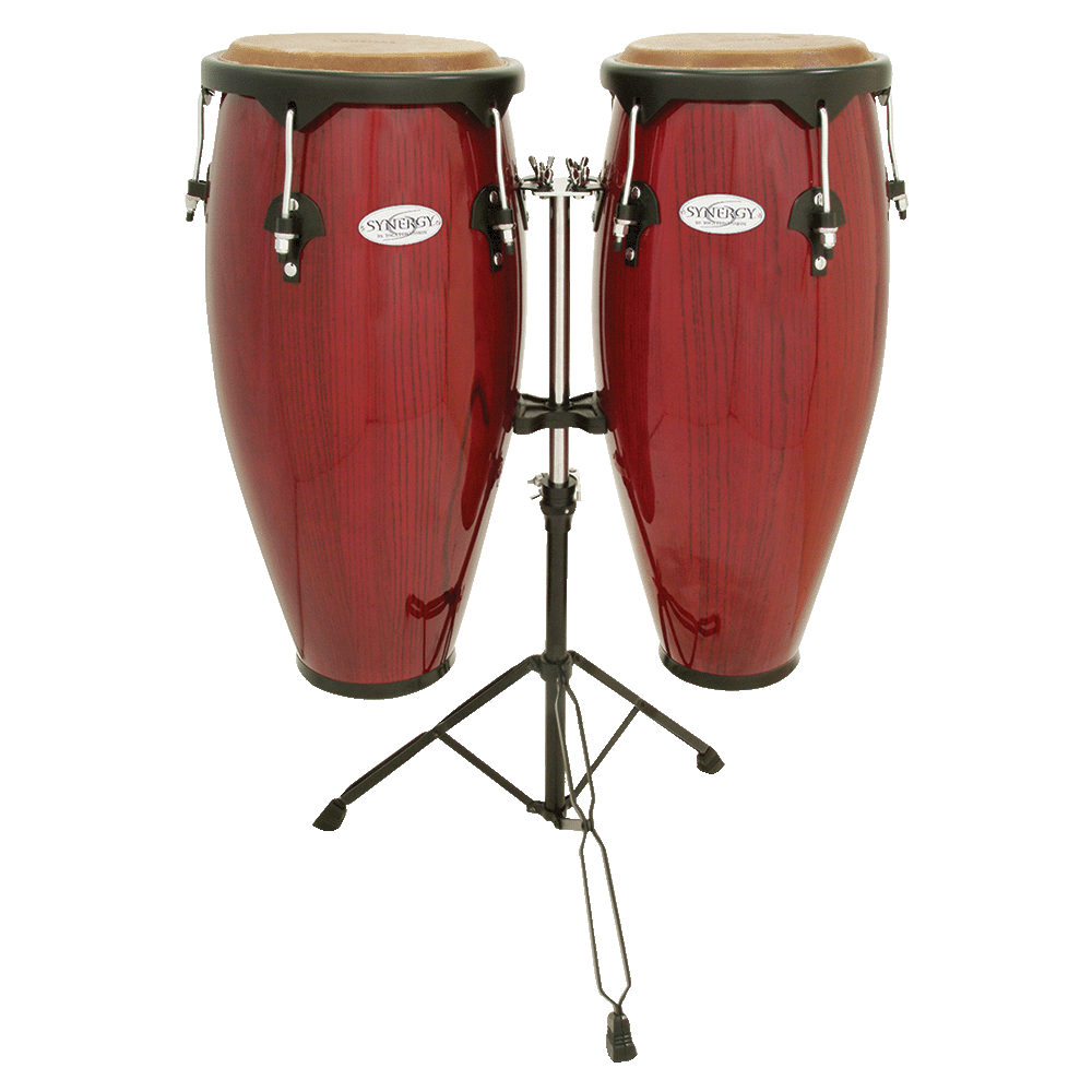 Synergy Series Wood Conga Set with Stand - Rio Red