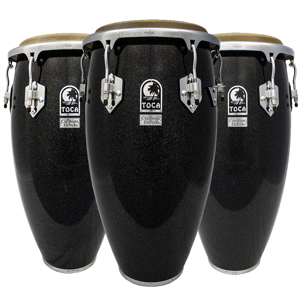 Custom Deluxe Wood Congas - Black Sparkle