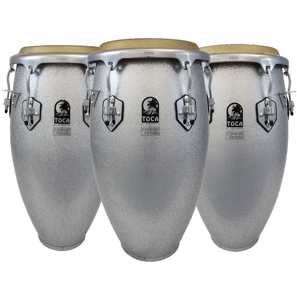 Congaso Custom Deluxe Fiberglass Congas - Silver Sparkle – TOCA Percussion