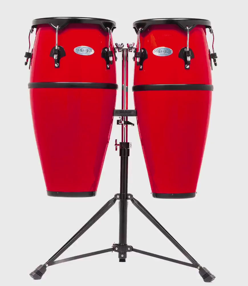 Synergy Series Fiberglass Conga Set with Stand - Red