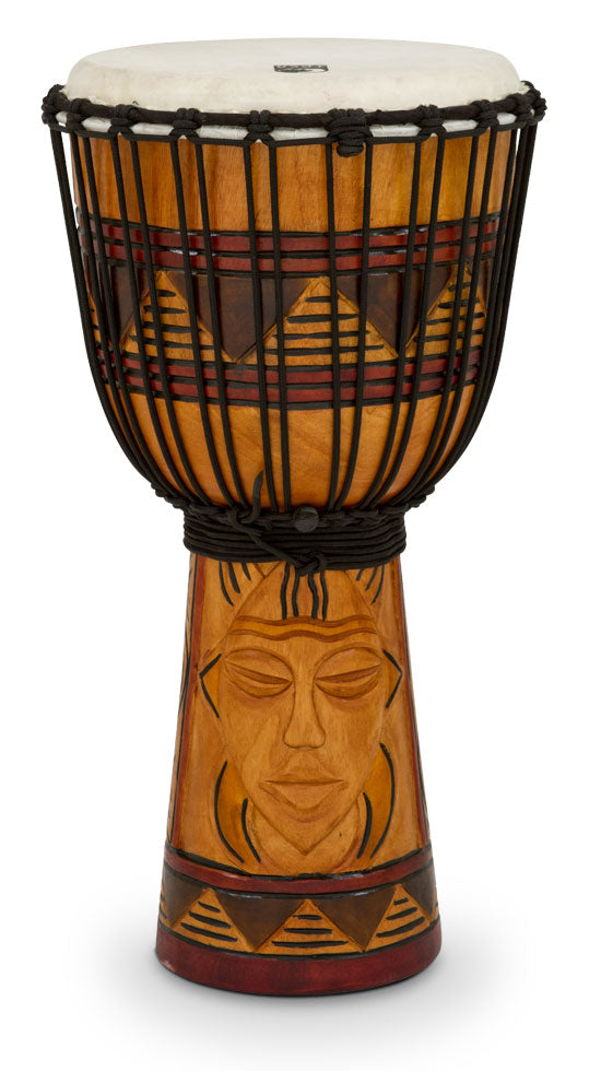 Toca Origins Series Rope Tuned Wood 10"  Djembe, Tribal Mask