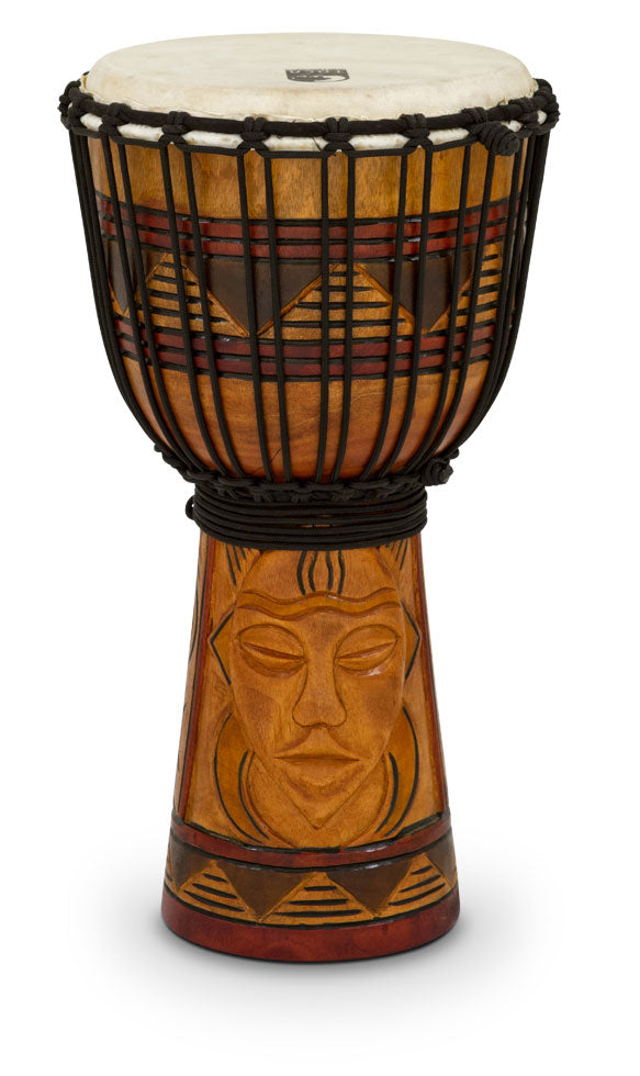 Toca Origins Series Rope Tuned Wood 8" Djembe, Tribal Mask