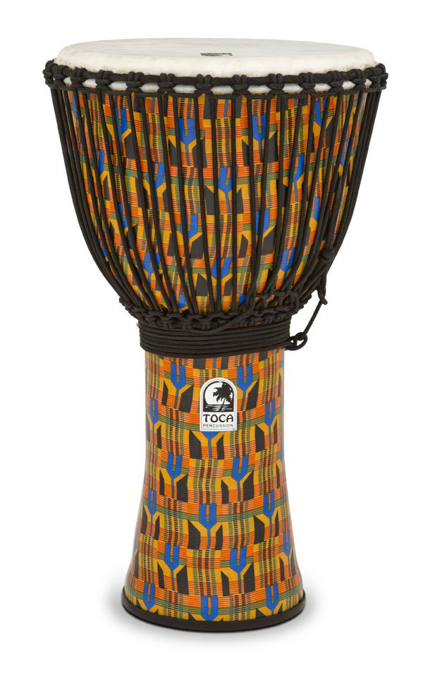 Toca Freestyle Rope Tuned 14" Djembe with Bag, Kente Cloth